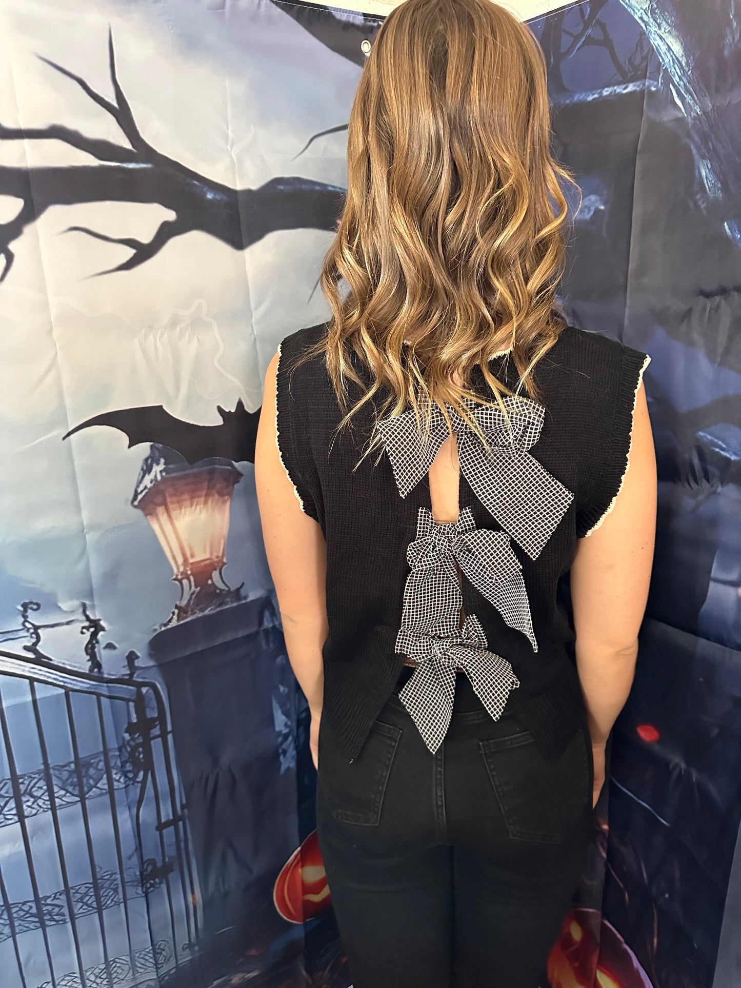 Ghostly Gingham Sleeveless Sweater