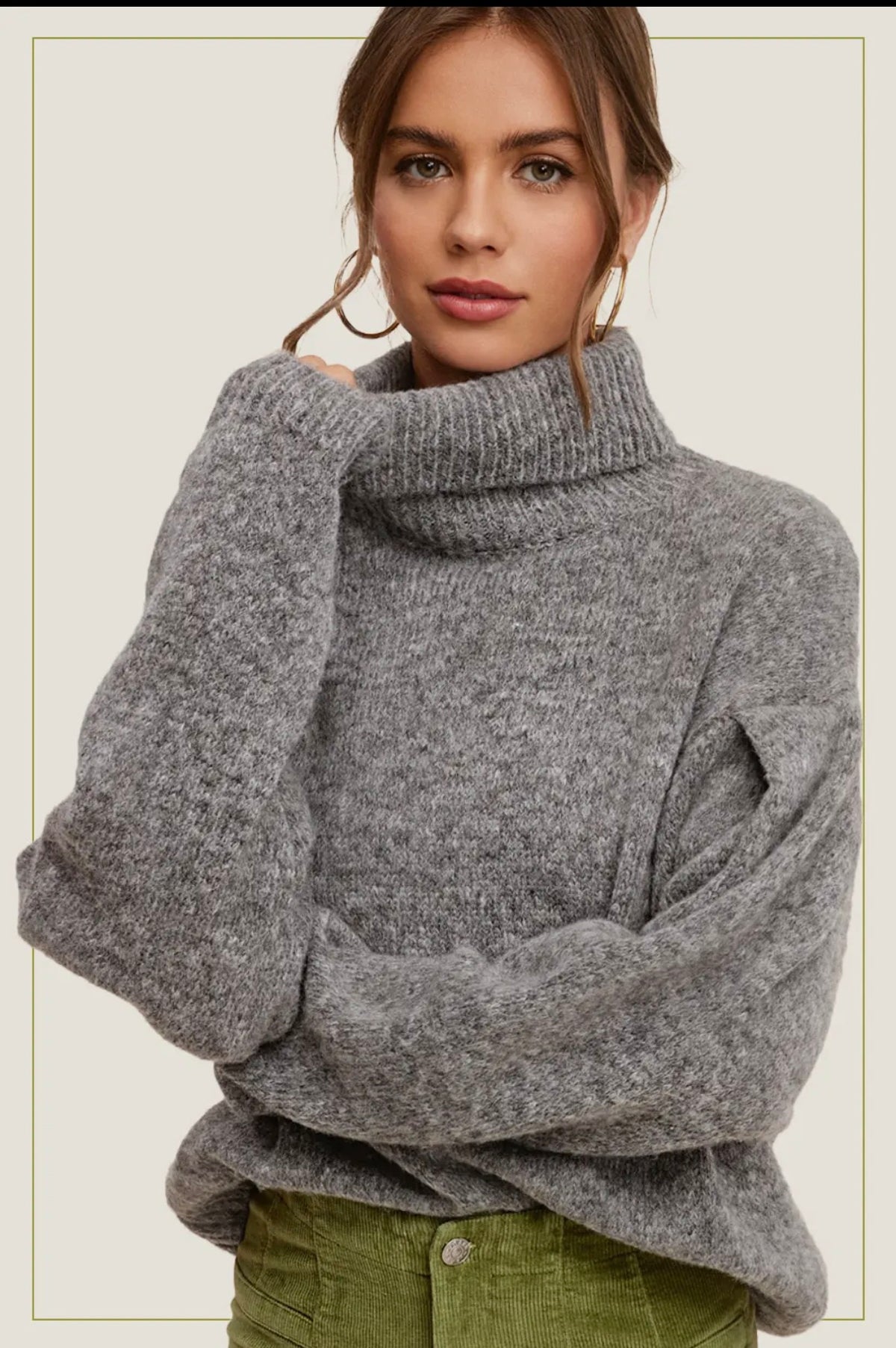 The Soft Embrace Turtleneck Sweater – Heather Grey