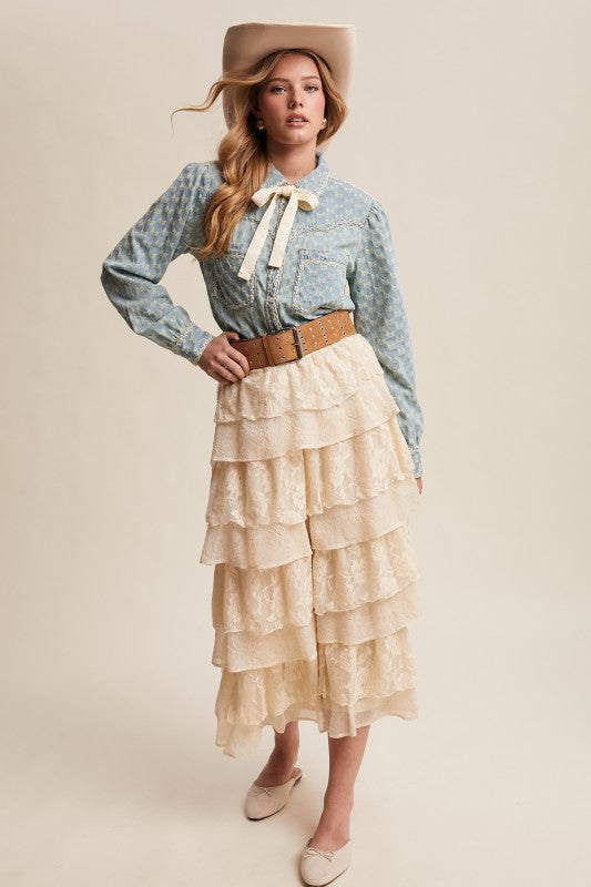 The Dolly Denim Bow Blouse