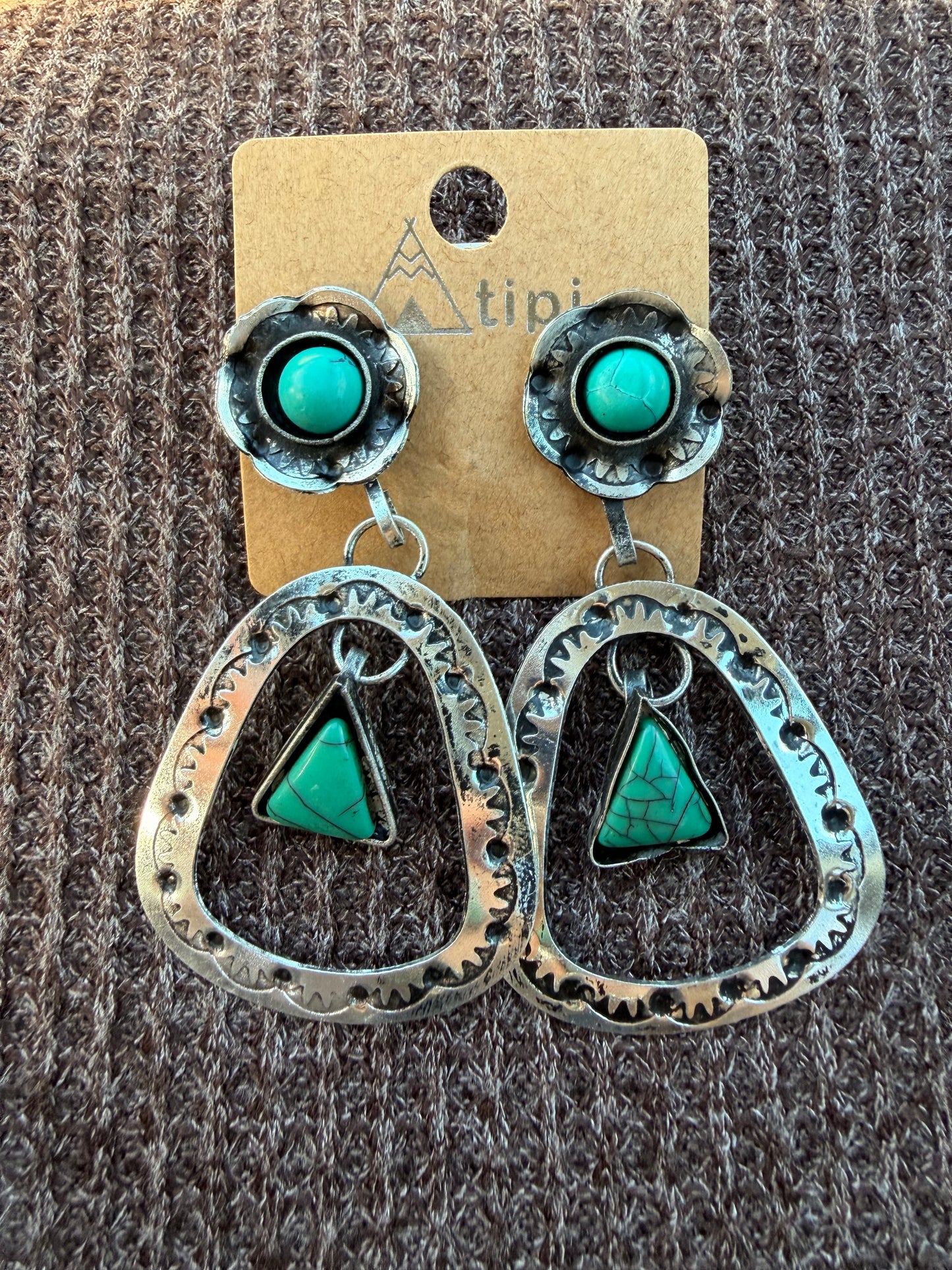 Tipi Trails Turquoise Statement Earrings