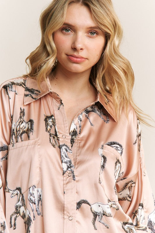 All the Pretty Horses Satin Blouse
