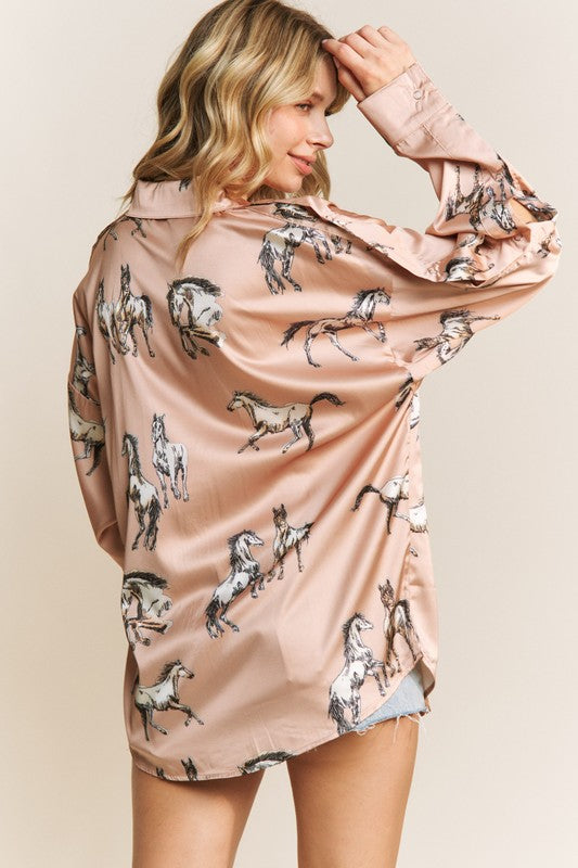 All the Pretty Horses Satin Blouse