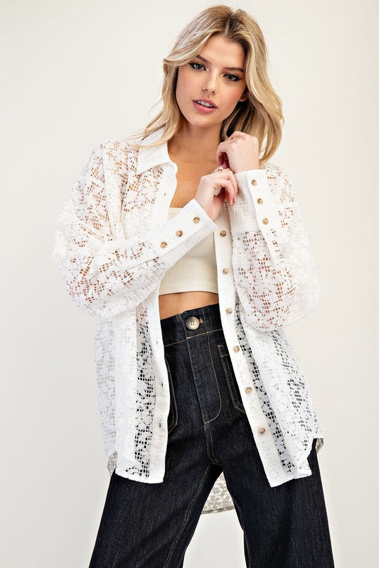 The Stacy Lace Button down top