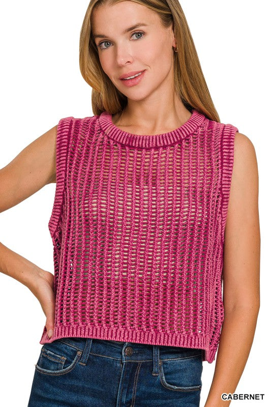 Fishnet sweater vest top