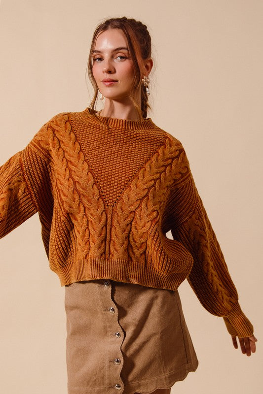 Autumn Glow Cable Knit Sweater