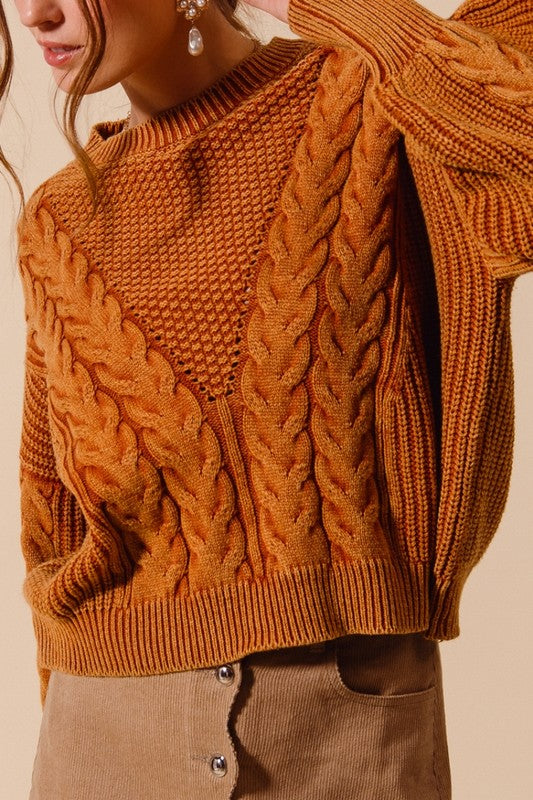Autumn Glow Cable Knit Sweater