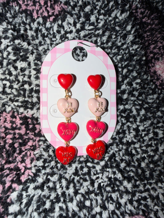 Be mine candy heart earrings
