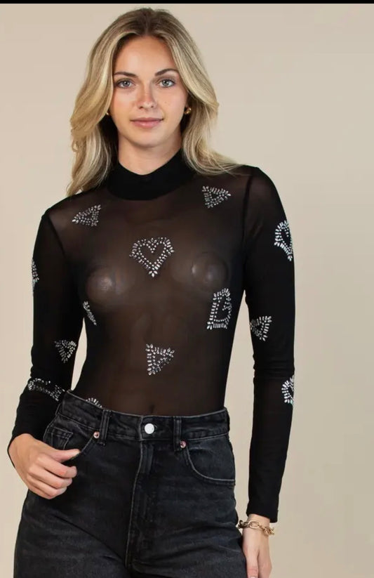 Hearts on fire mesh top