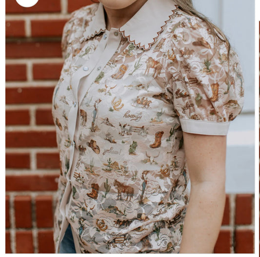 Desert Darlin’ pearl snap blouse