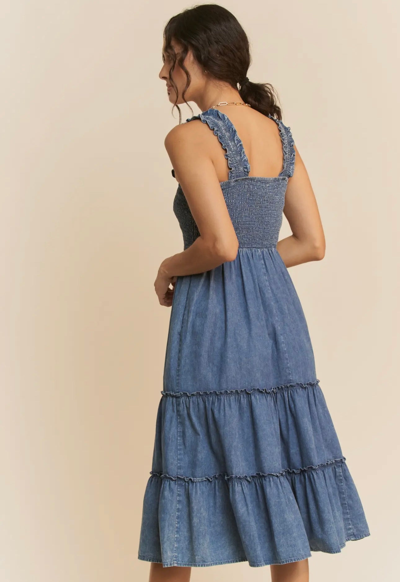 The Laura smocked denim dress