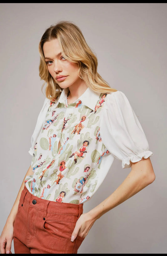 The Lucy Western Pin Up Blouse