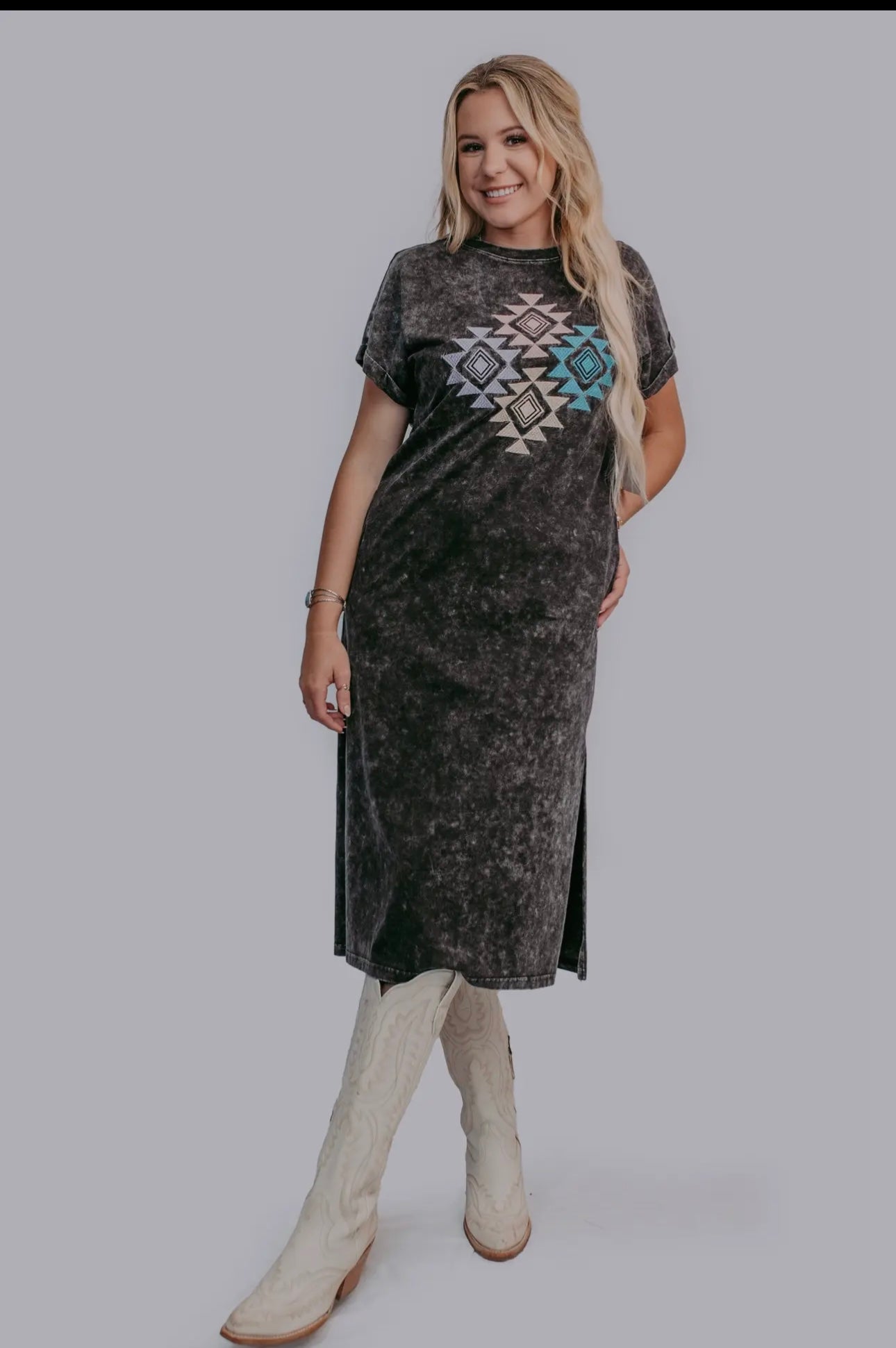 aztec t shirt dress rock roll ladies turquoise aztec print short sleeve t shirt dress