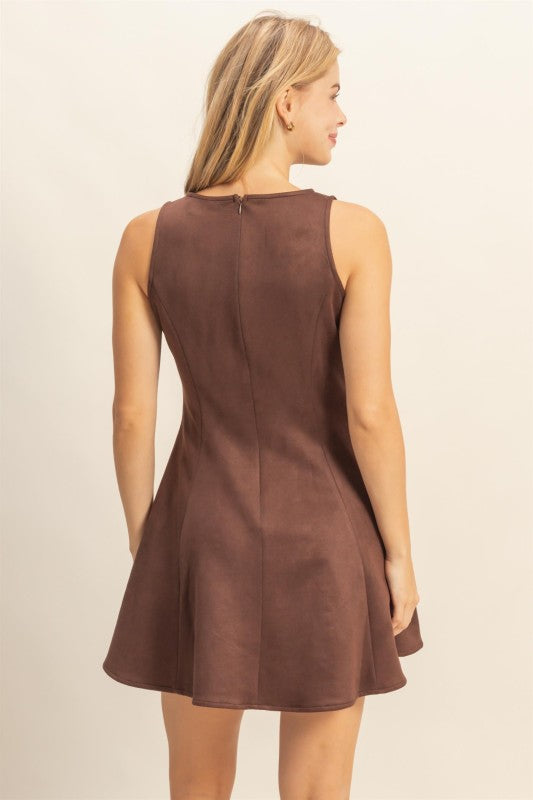 Sleeveless Suede Mini Dress