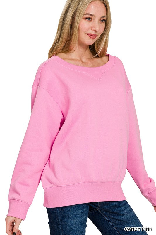 Zenana Fleece Boatneck Sweatshirt