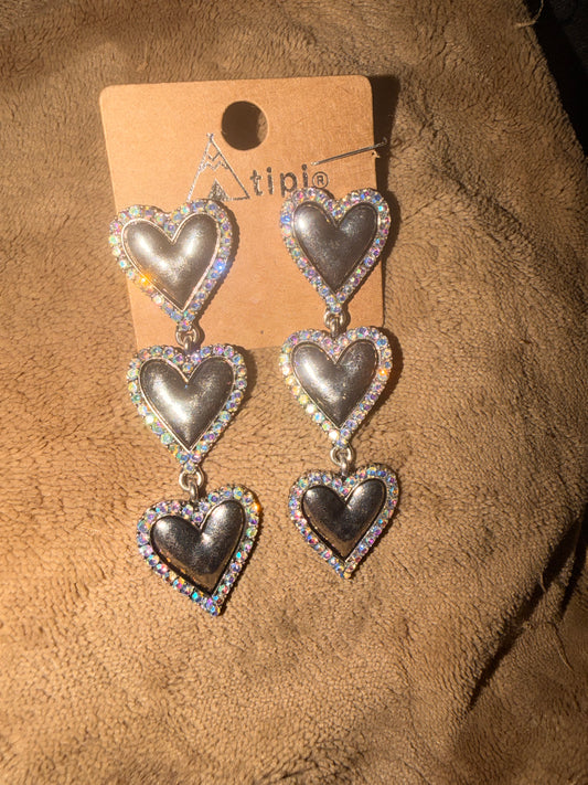 Midnight Sparkle Heart Drop Earrings