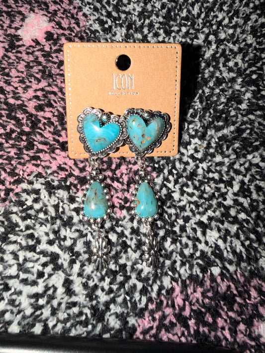 Turquoise Heartbreak Dangle Earrings
