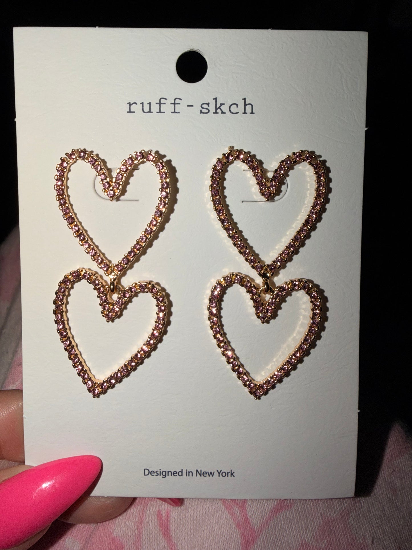 Blushing Hearts Drop Earrings