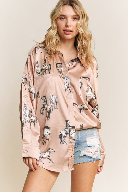 All the Pretty Horses Satin Blouse