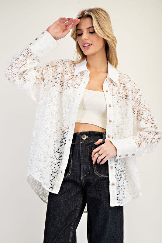 The Stacy Lace Button down top