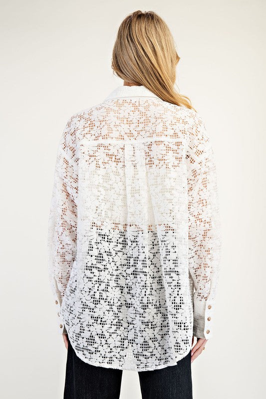 The Stacy Lace Button down top