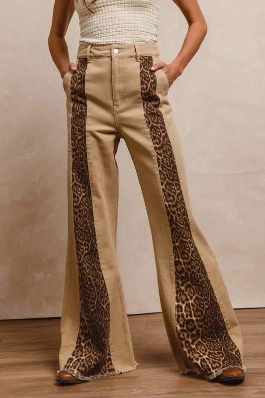 In the Wild leopard print bell bottoms