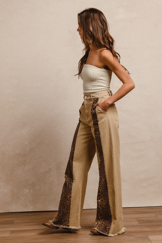 In the Wild leopard print bell bottoms