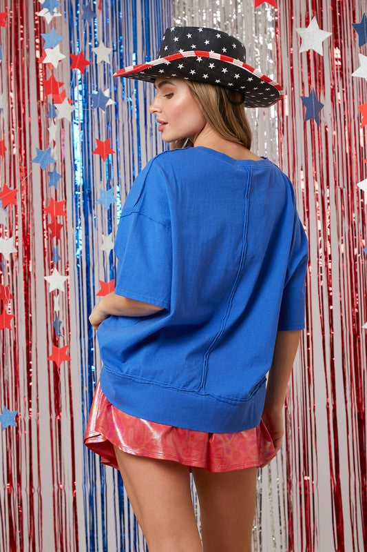 Stars at night sequin embroidery top