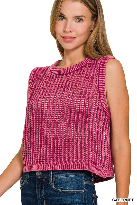 Fishnet sweater vest top